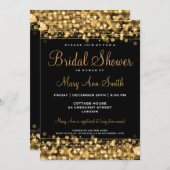 ブライダルシャワーエレガントパーティーの金ゴールド 招待状 (正面/裏面)