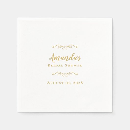 ブライダルシャワーエレガントパーティー書道シック金ゴールド スタンダードカクテルナプキン (正面)