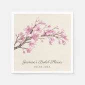 ブライダルシャワーエレガントピンクさくらんぼ スタンダードカクテルナプキン (正面)