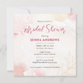 ブライダルシャワーエレガントピンクと金ゴールド 招待状 (正面)