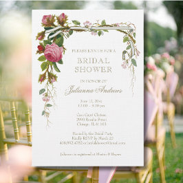 ブライダルシャワーエレガントピンクローズ 招待状