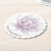 ブライダルシャワーエレガントピンクロータス ペーパーコースター (アングル)