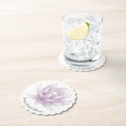 ブライダルシャワーエレガントピンクロータス ペーパーコースター (インサイチュ)