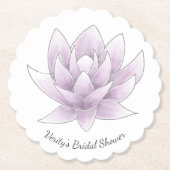 ブライダルシャワーエレガントピンクロータス ペーパーコースター (正面)