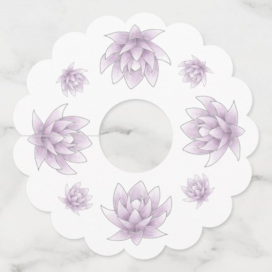 ブライダルシャワーエレガントピンクロータス ワイングラスタグ (正面)