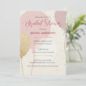 ブライダルシャワーエレガントピンク金ゴールドバルーン 招待状 (スタンド正面)