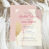 ブライダルシャワーエレガントピンク金ゴールドバルーン 招待状