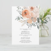 ブライダルシャワーエレガントフローラピーチグリーン 招待状 (スタンド正面)