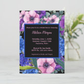 ブライダルシャワーエレガントフローラブルーパープルピンク 招待状 (スタンド正面)