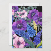 ブライダルシャワーエレガントフローラブルーパープルピンク 招待状 (裏面)