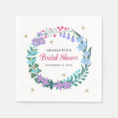 ブライダルシャワーエレガントフローラワイルドフラワーズガーランド スタンダードカクテルナプキン (正面)