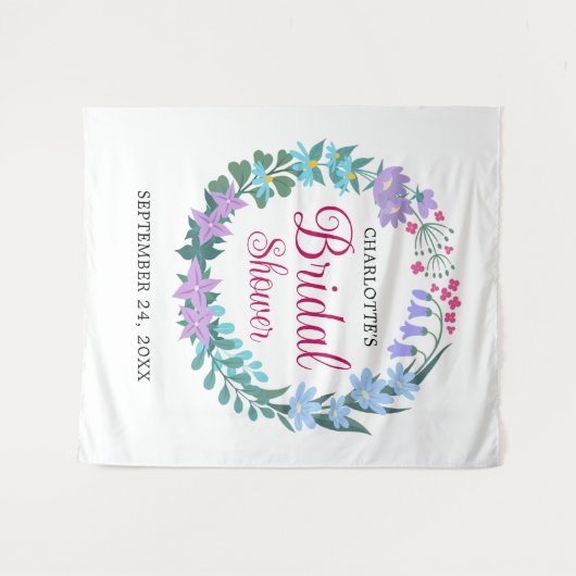 ブライダルシャワーエレガントフローラワイルドフラワーズガーランド タペストリー (正面(横))