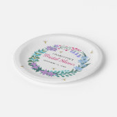 ブライダルシャワーエレガントフローラワイルドフラワーズガーランド ペーパープレート (アングル)