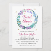 ブライダルシャワーエレガントフローラワイルドフラワーズガーランド 招待状 (正面)