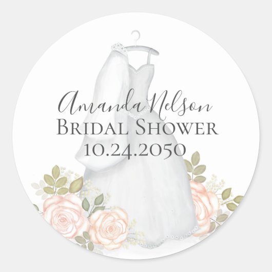 ブライダルシャワーエレガントフローラ結婚ズガウンシック ラウンドシール (正面)