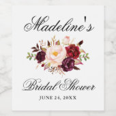 ブライダルシャワーエレガントブルゴーニュフローラ ワインラベル (シングルラベル)