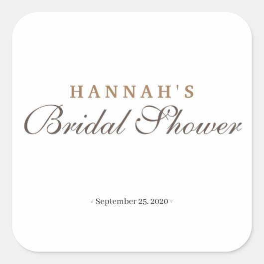 ブライダルシャワーエレガントミニマリスト スクエアシール (正面)