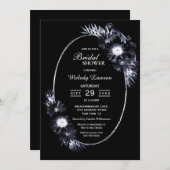 ブライダルシャワーエレガントムーディブラックフローラ 招待状 (正面/裏面)