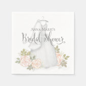 ブライダルシャワーエレガントモダンシンプルフローラドレス スタンダードカクテルナプキン (正面)