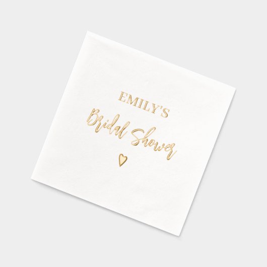 ブライダルシャワーエレガントモダンハート金ゴールド 箔ナプキン (左)