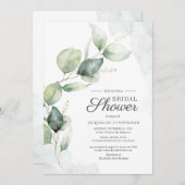 ブライダルシャワーエレガントユーカリ文字フローラ 招待状 (正面/裏面)