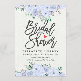 ブライダルシャワーエレガントライトブルー水色フローラ 招待状
