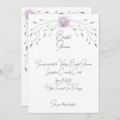 ブライダルシャワーエレガントリーフとピンクロータス 招待状 (正面/裏面)