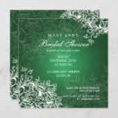 ブライダルシャワーエレガントヴィンテージが緑に旋回 招待状 (正面/裏面)