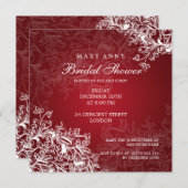 ブライダルシャワーエレガントヴィンテージが赤く旋回 招待状 (正面/裏面)