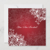 ブライダルシャワーエレガントヴィンテージが赤く旋回 招待状 (裏面)