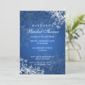 ブライダルシャワーエレガントヴィンテージスワーズブルー 招待状 (スタンド正面)