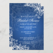 ブライダルシャワーエレガントヴィンテージスワーズブルー 招待状 (正面/裏面)