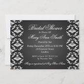 ブライダルシャワーエレガントヴィンテージダマスクブラック 招待状 (裏面)