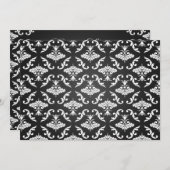 ブライダルシャワーエレガントヴィンテージダマスクブラック 招待状 (正面/裏面)