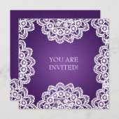 ブライダルシャワーエレガントヴィンテージパープル 招待状 (正面/裏面)