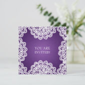 ブライダルシャワーエレガントヴィンテージパープル 招待状 (スタンド正面)