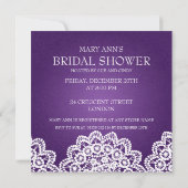 ブライダルシャワーエレガントヴィンテージパープル 招待状 (裏面)