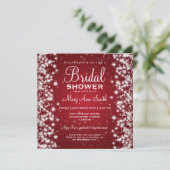 ブライダルシャワーエレガント冬のスパークルレッド 招待状 (スタンド正面)