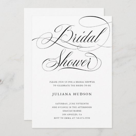 ブライダルシャワーエレガント招待状書 招待状 (正面/裏面)