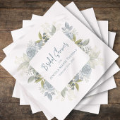 ブライダルシャワーエレガント書道ブルーフローラ スタンダードカクテルナプキン