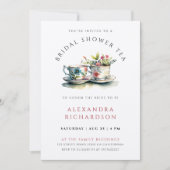 ブライダルシャワーエレガント植物茶水彩 招待状 (正面)