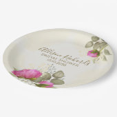 ブライダルシャワーエレガント水彩フローラ牡丹 ペーパープレート (アングル)