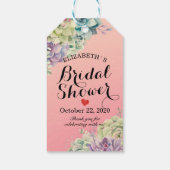 ブライダルシャワーエレガント水色多肉植物 ギフトタグ (裏面)