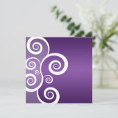 ブライダルシャワーエレガント白スワールパープル 招待状 (スタンド正面)