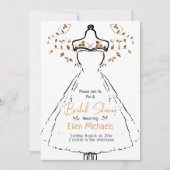 ブライダルシャワーエレガント金ゴールド白黒パーティー 招待状 (正面)