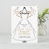 ブライダルシャワーエレガント金ゴールド白黒パーティー 招待状 (スタンド正面)