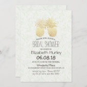 ブライダルシャワーエレガント金箔パイナップルカップル 招待状 (正面/裏面)