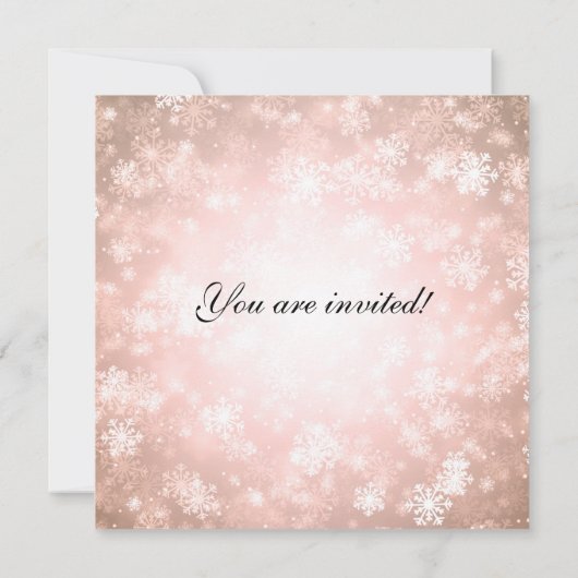 ブライダルシャワーエレガント銅ウィンターワンダーランド 招待状 (裏面)