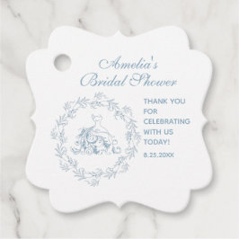 ブライダルシャワーエレガント – 青のお願い/ありがとうラベル フェイバータグ
