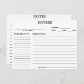 ブライダルシャワーエントリーレシピカード インビテーションポストカード (正面/裏面)